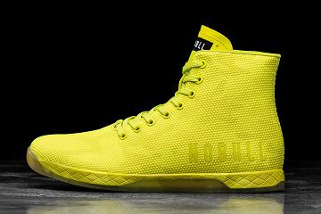 Yellow Nobull High-Top Neon Lime Camo Men's Trainers | CA Z1486U